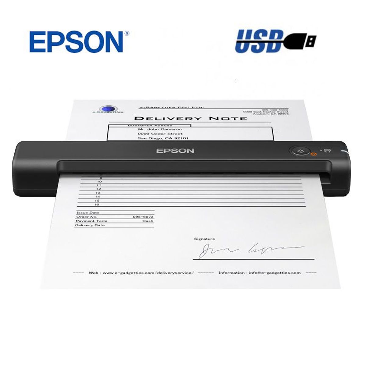 EPSON - Escáner portátil Epson WorkForce ES-50, USB 2.0