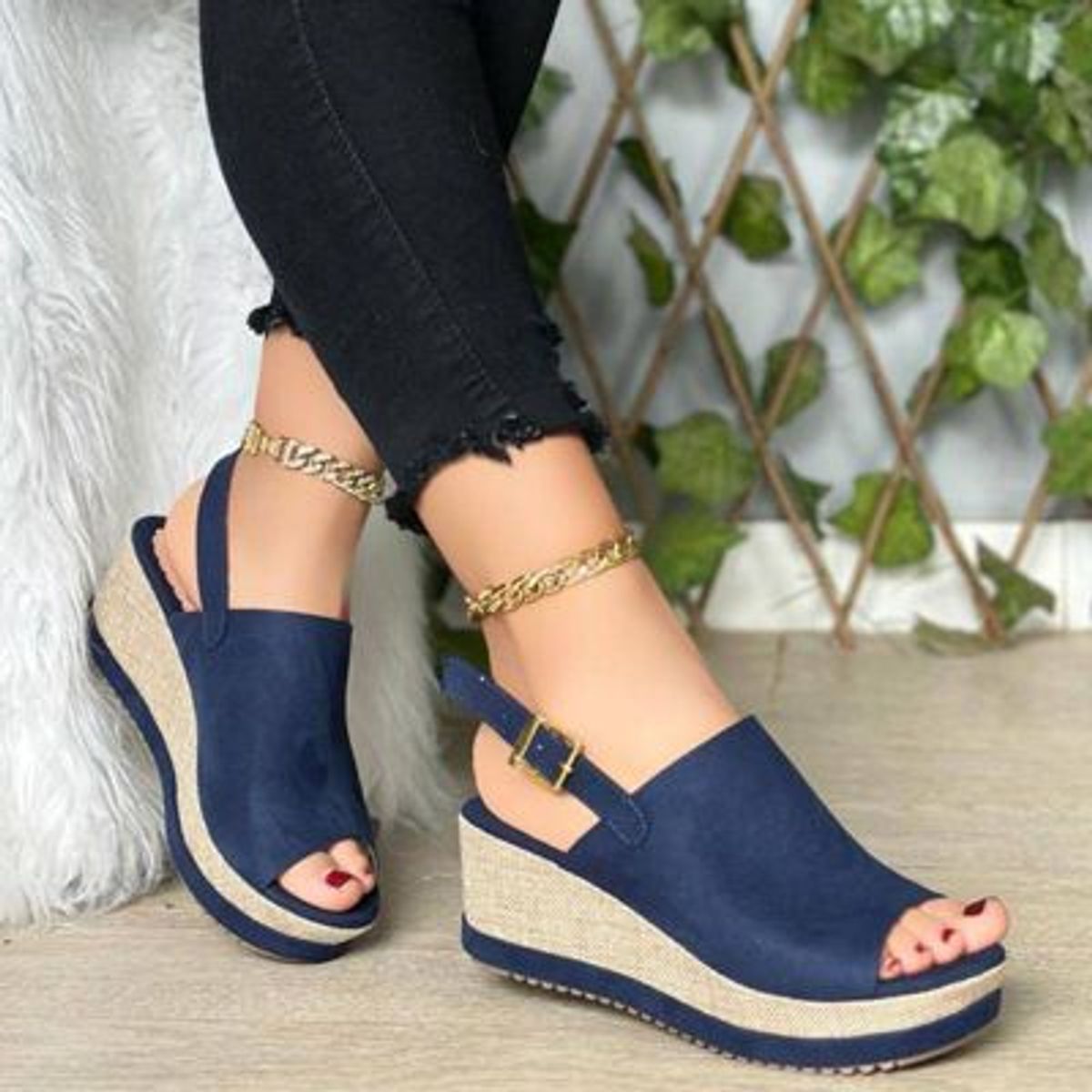 GENERICO - 2046L-43 Sandalia Mujer Yomar Romina Lara Color Azul