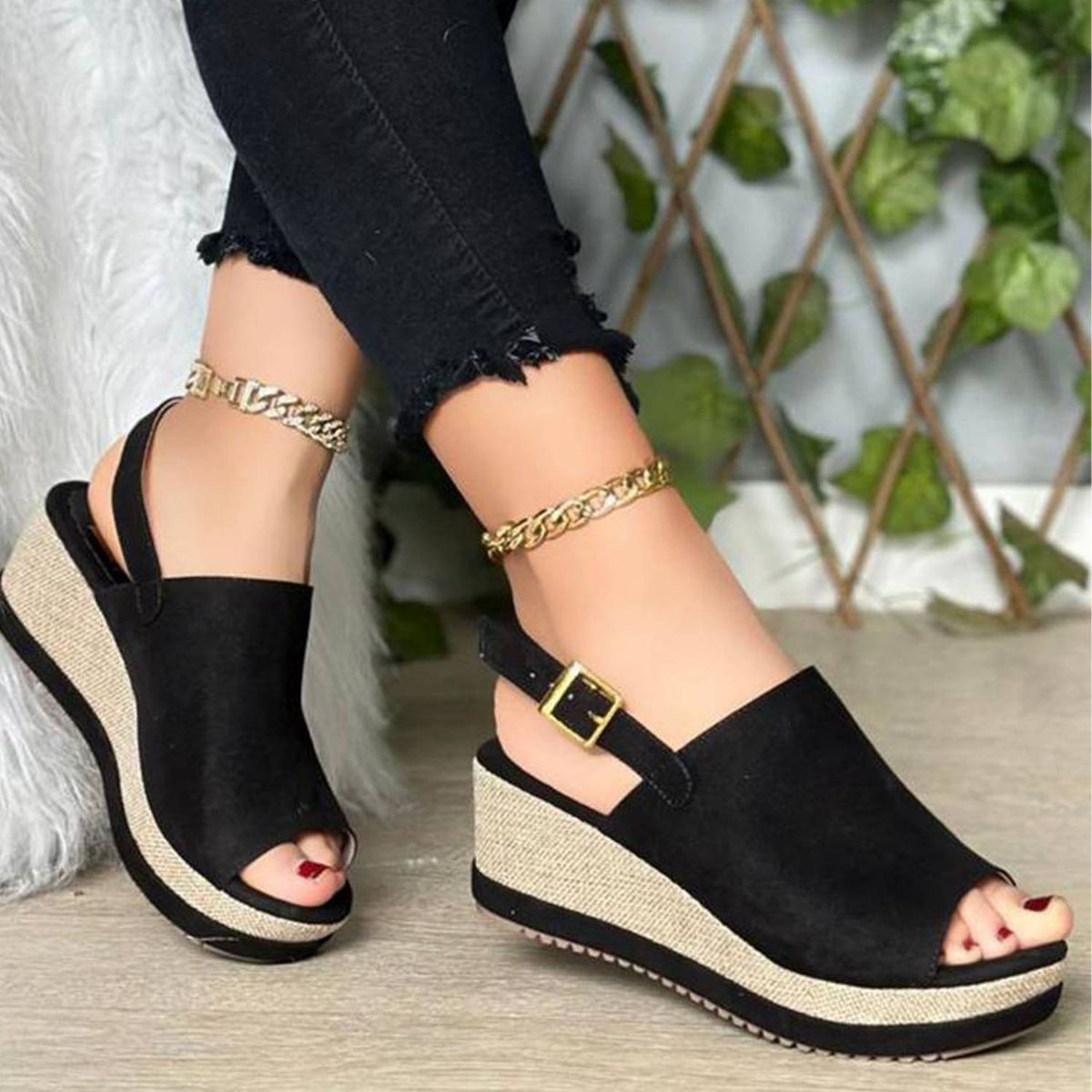 GENERICO - 2046L-43 Sandalia Mujer Romina Lara Color Negro.-