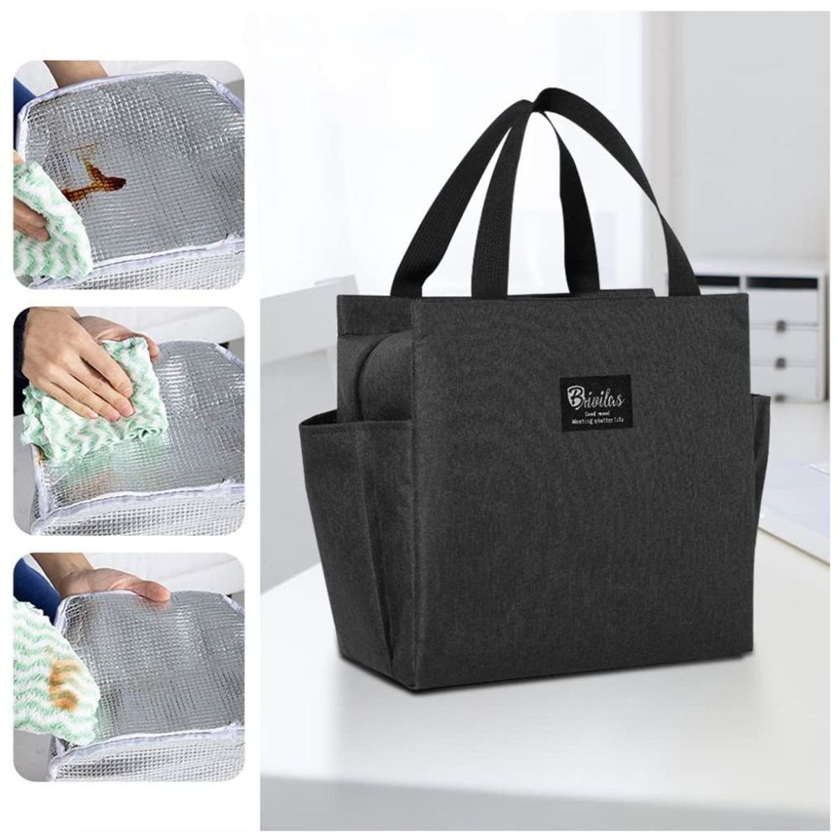 MINARI - Lonchera Térmica Fiambrera Portátil Impermeable Negro 72L