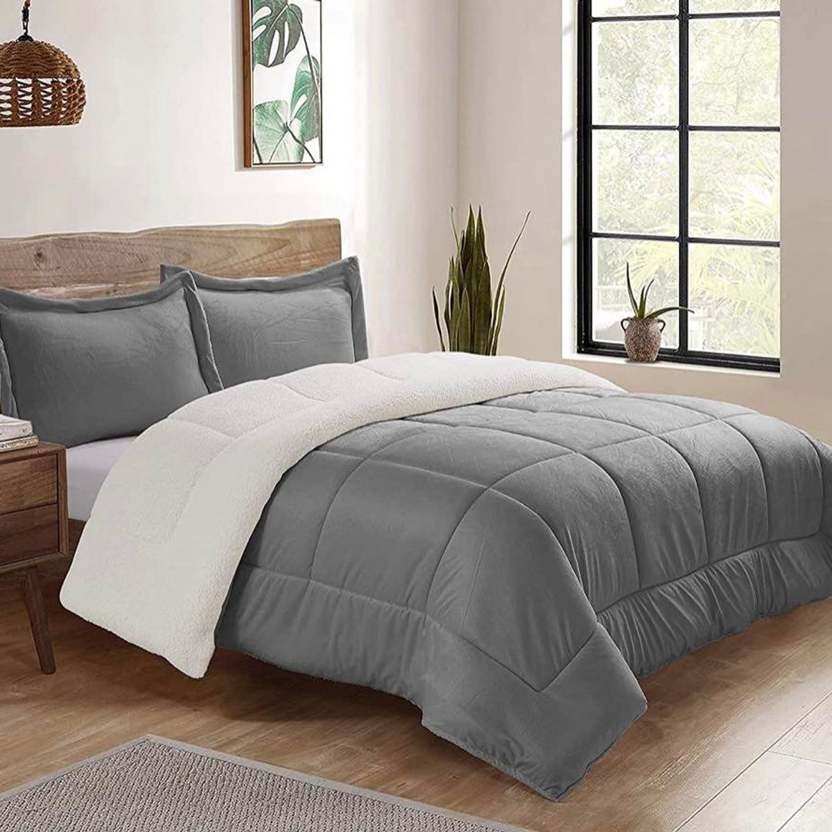 TEFI HOME - Edredón Sherpa Plomo 2 PLAZAS