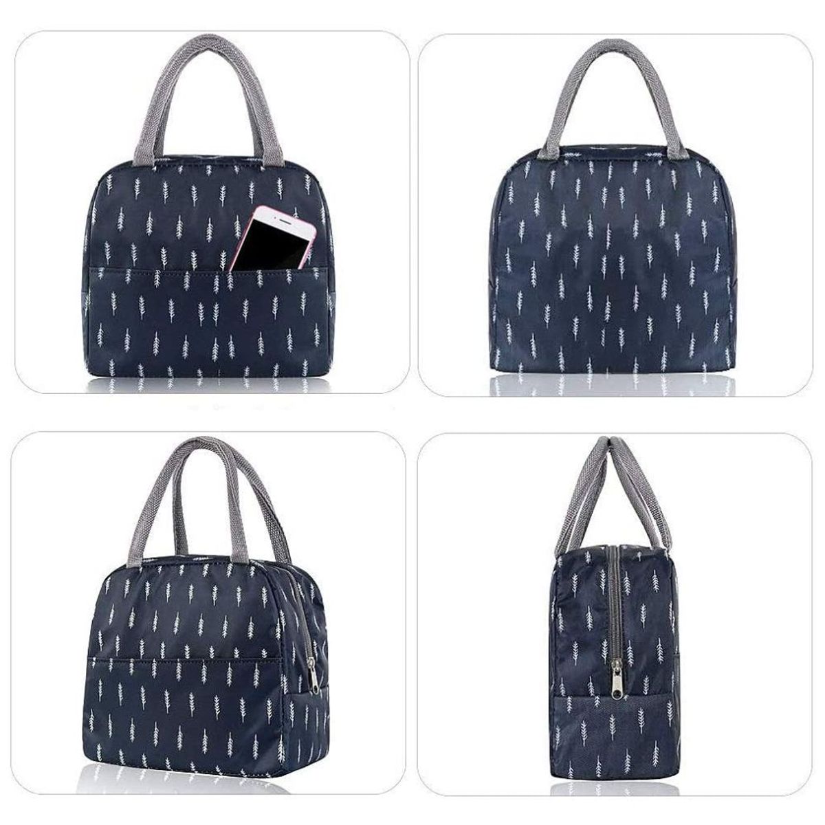 MINARI - Lonchera Térmica Fiambrera Portátil Diseño Hojas Azul 83L