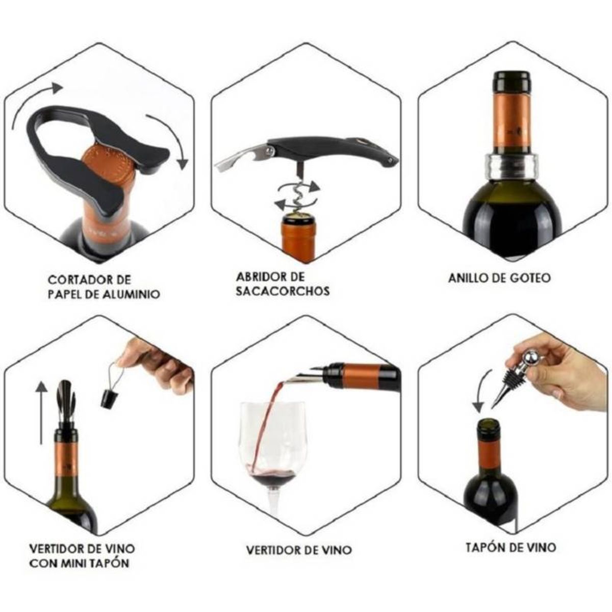 INSPIRA MARKET - Set de Vino Elegante 5 Piezas