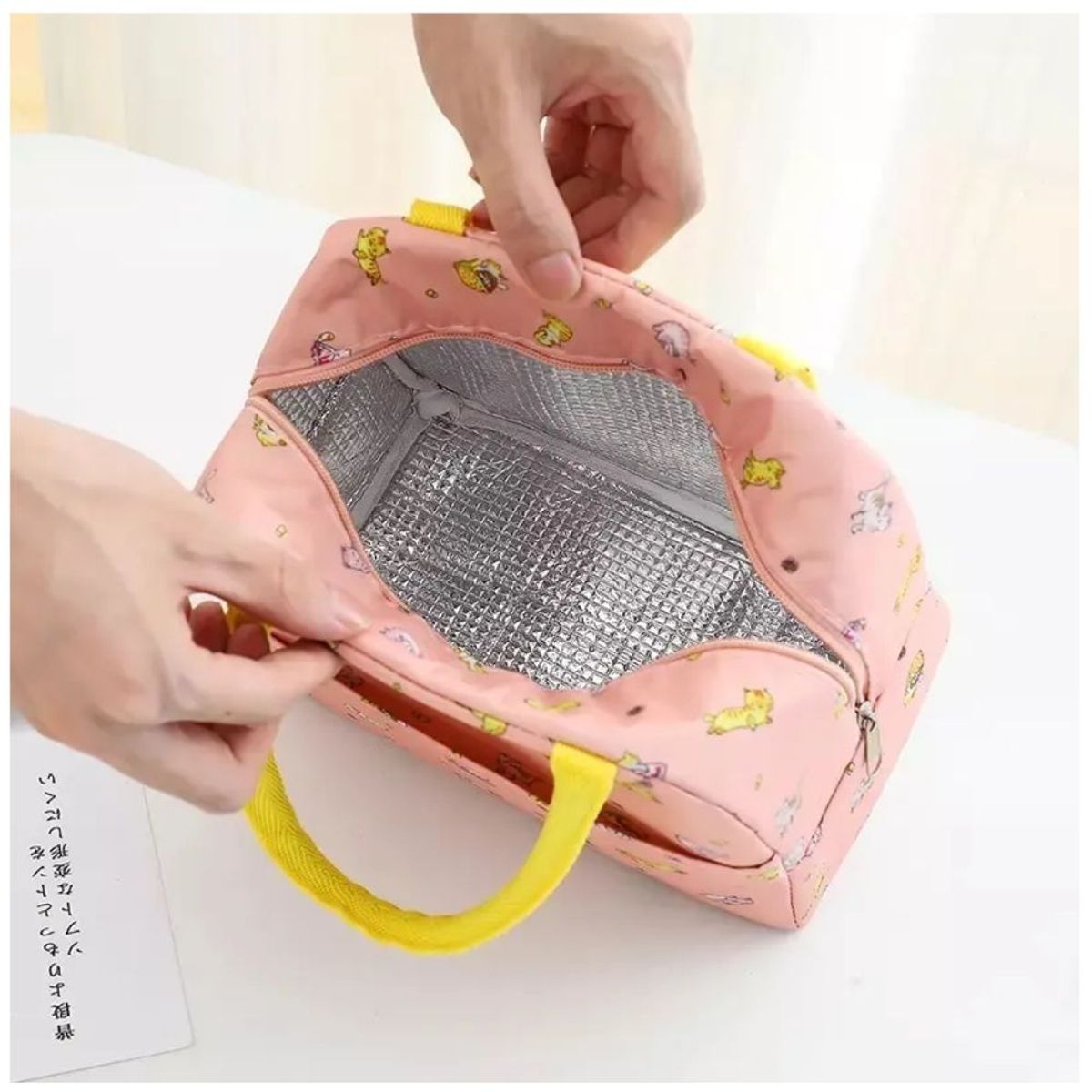 MINARI - Lonchera Térmica Fiambrera Portátil Diseño Gatitos Rosa 83L