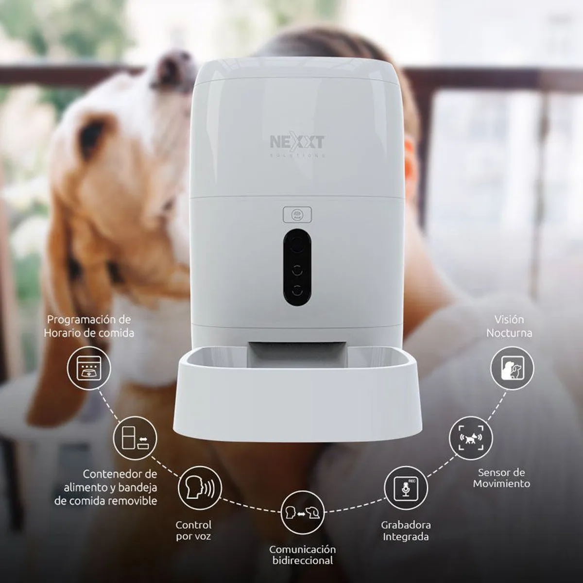 NEXXT SOLUTIONS - Dispensador de comida smart para mascotas nexxt cam 1080p nha-p610
