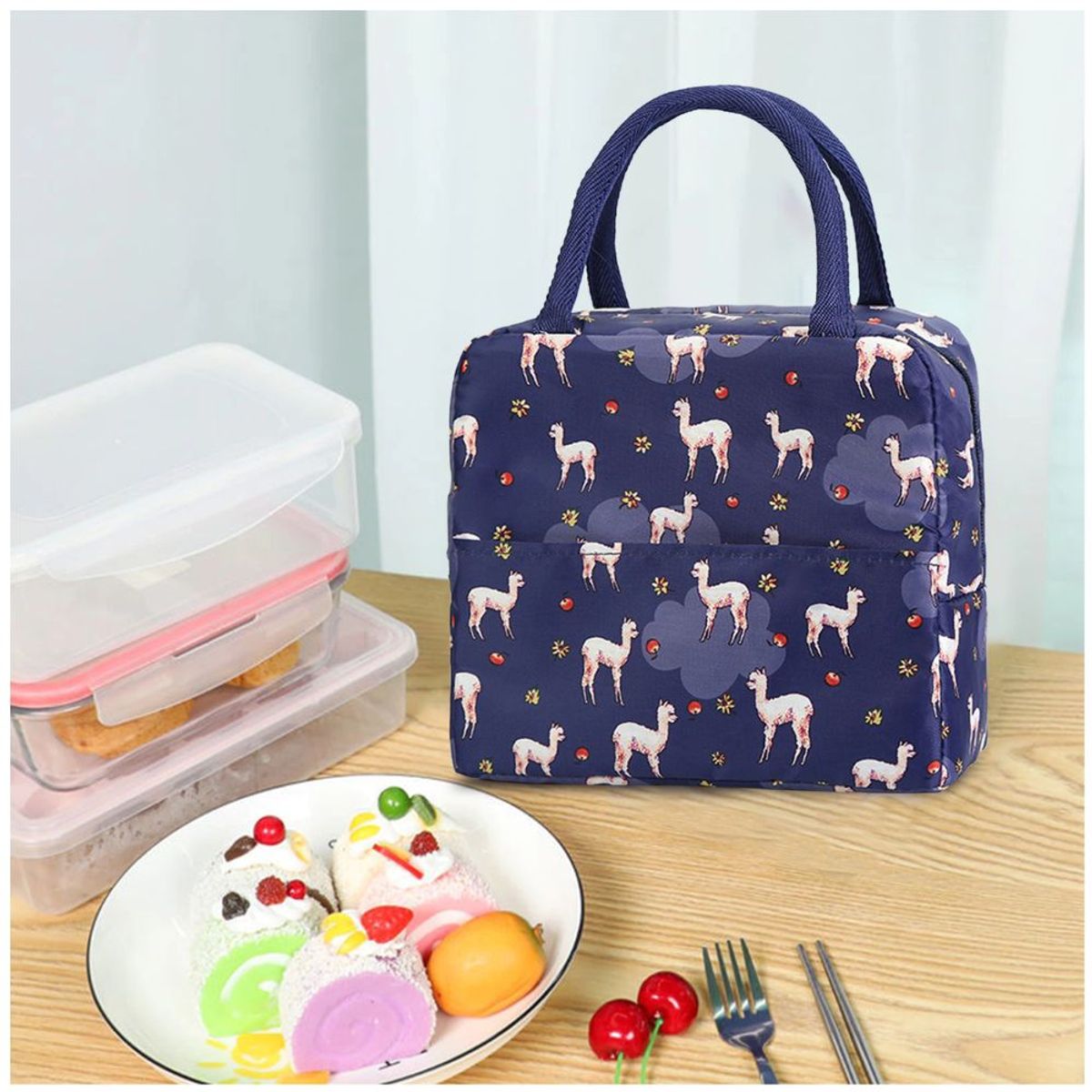 MINARI - Lonchera Térmica Fiambrera Portátil Diseño Alpaca Morado 83L