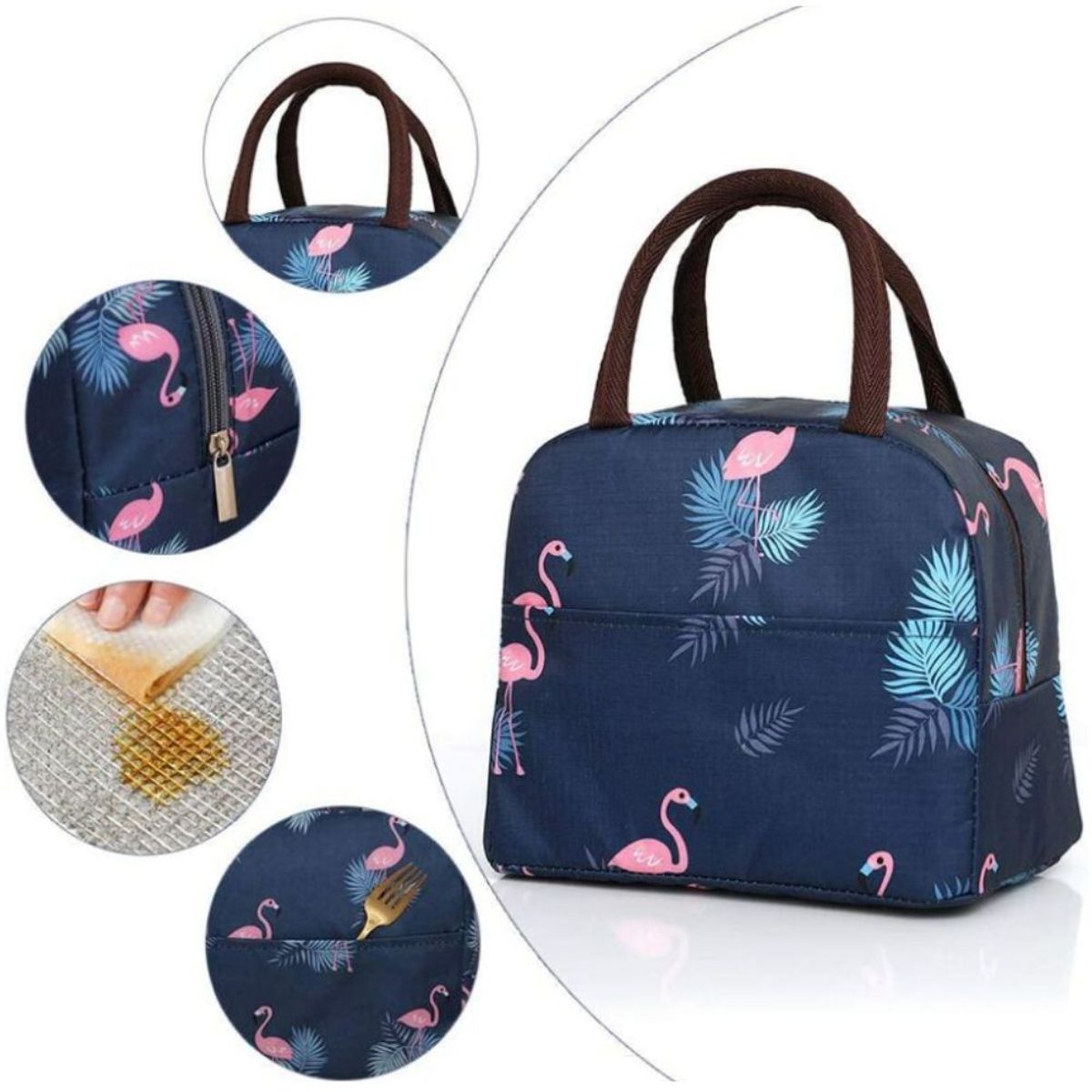 MINARI - Lonchera Térmica Fiambrera Portátil Diseño Flamenco Azul 83L