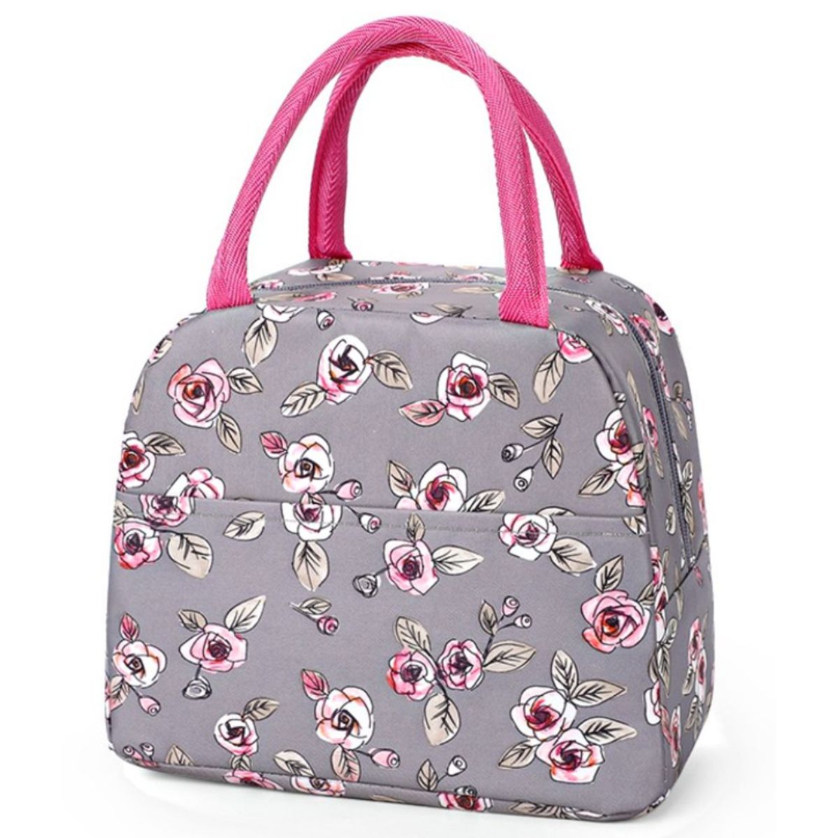 MINARI - Lonchera Térmica Fiambrera Portátil Diseño Rosas Gris 83L