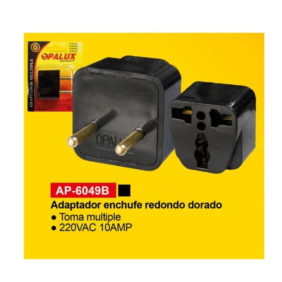 OPALUX - Adaptador X2 Unid Enchufe Multiple Redondo AP-6049B Opalux