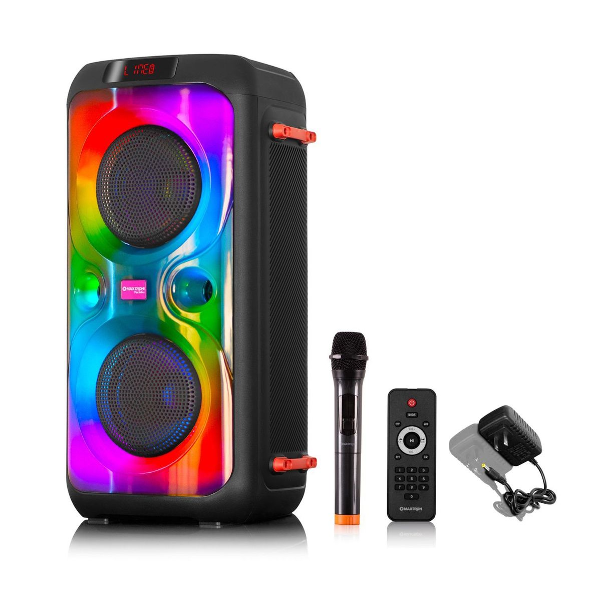 MAXTRON - Parlante Maxtron Paradis Torre 2 bocinas de 6.5" Luz LED BT Radio FM