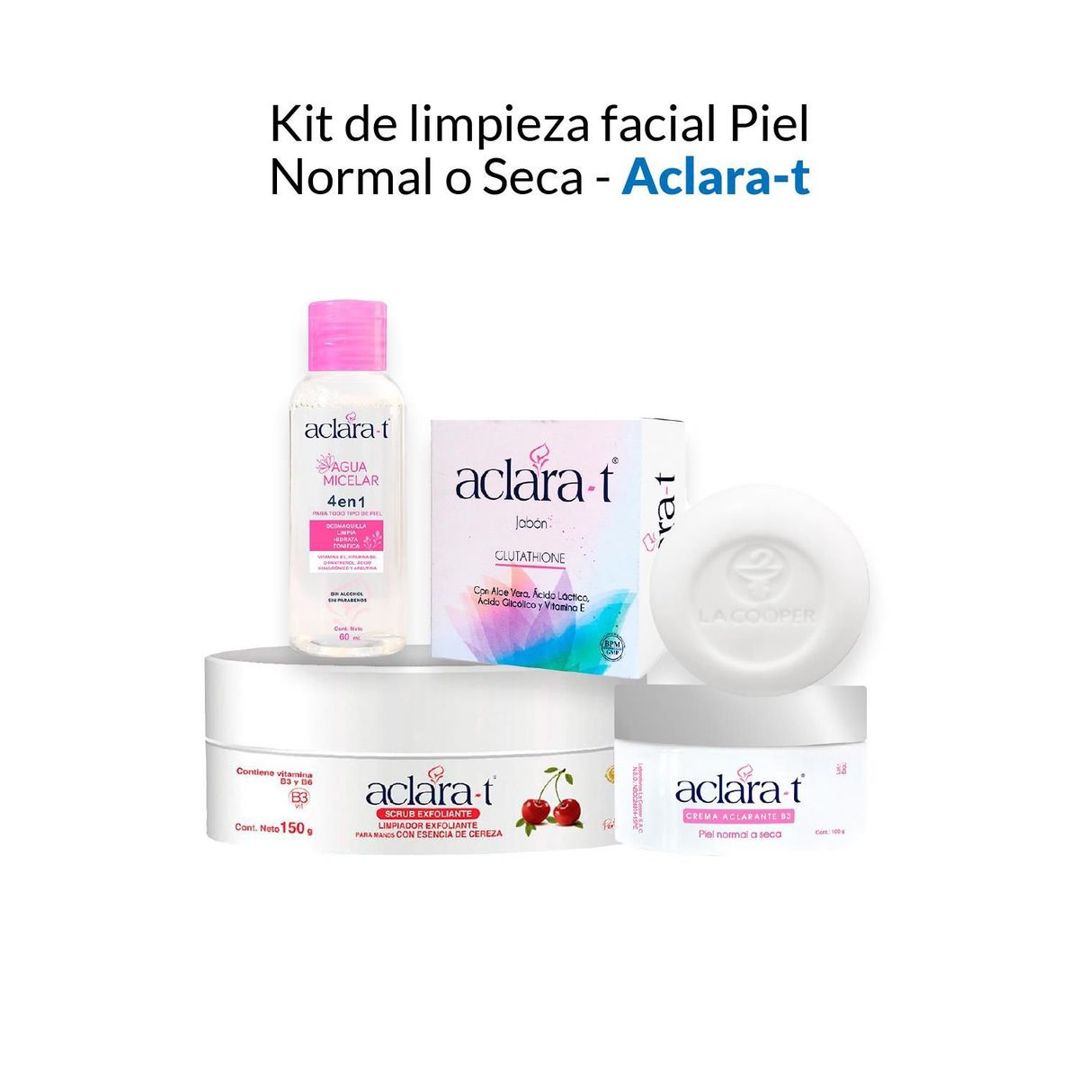 GENERICO - Kit de limpieza facial Piel Normal o Seca Aclara-t