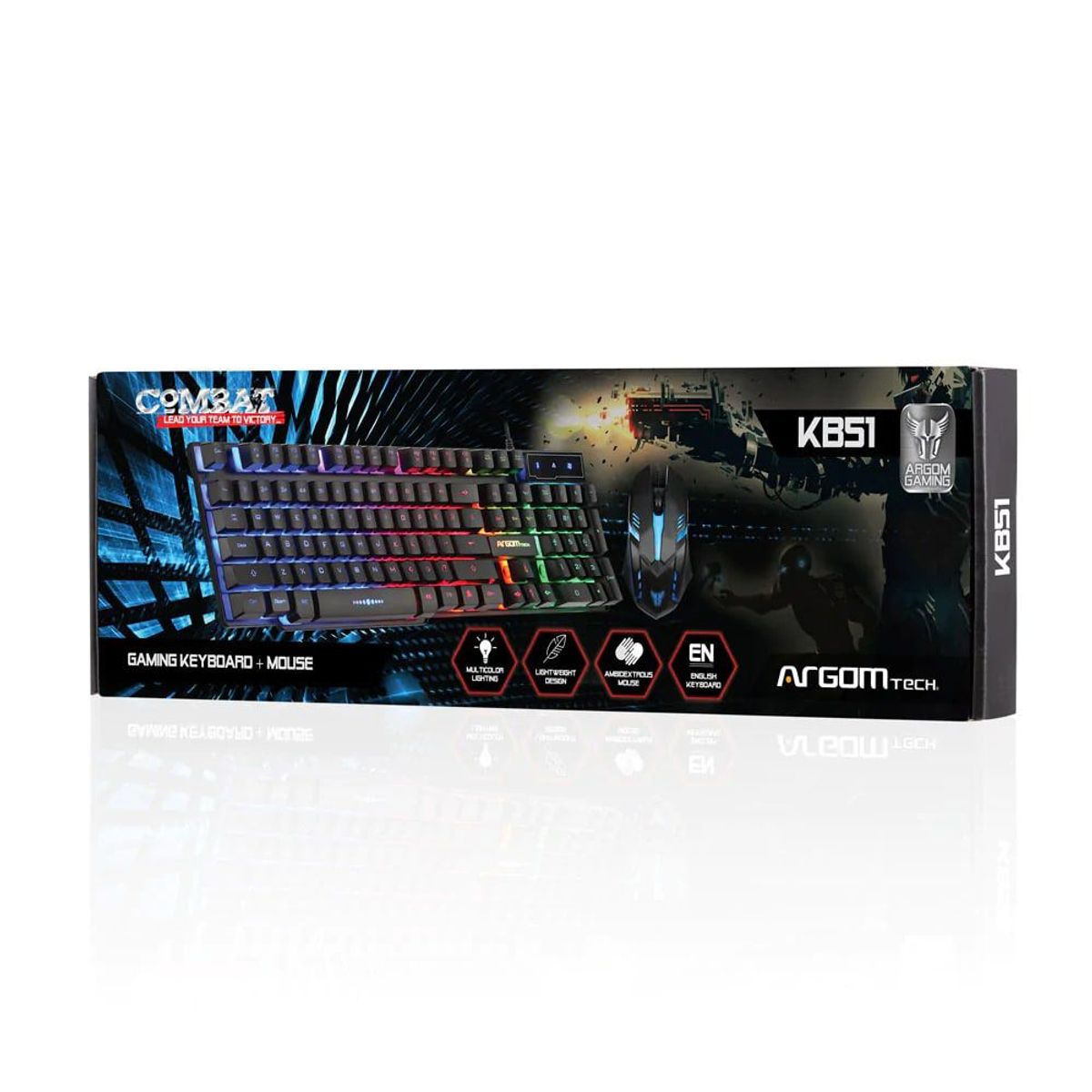 ARGOMTECH - KIT TECLADO  MOUSE ARGOMTECH COMBAT KB51 ARG-KB-2051BK