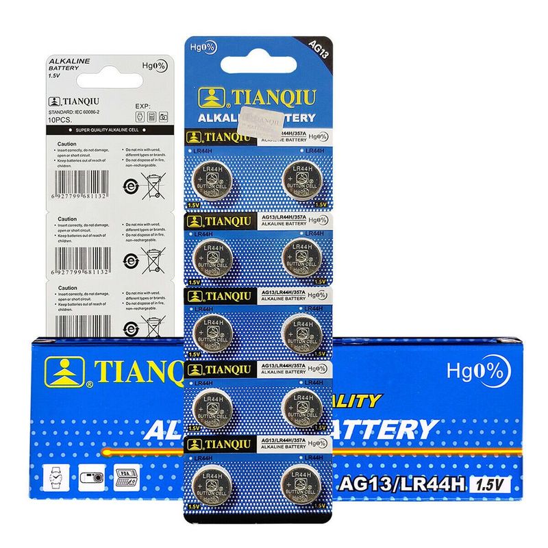GENERICO - Pilas Alcalinas Tianqiu Lr44 Ag13 10 Unidades 1.5V