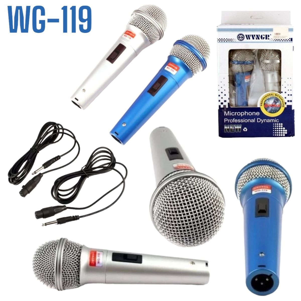 OEM - Par Micrófonos Profesionales Unidireccional con dos Cables de 2,5 m