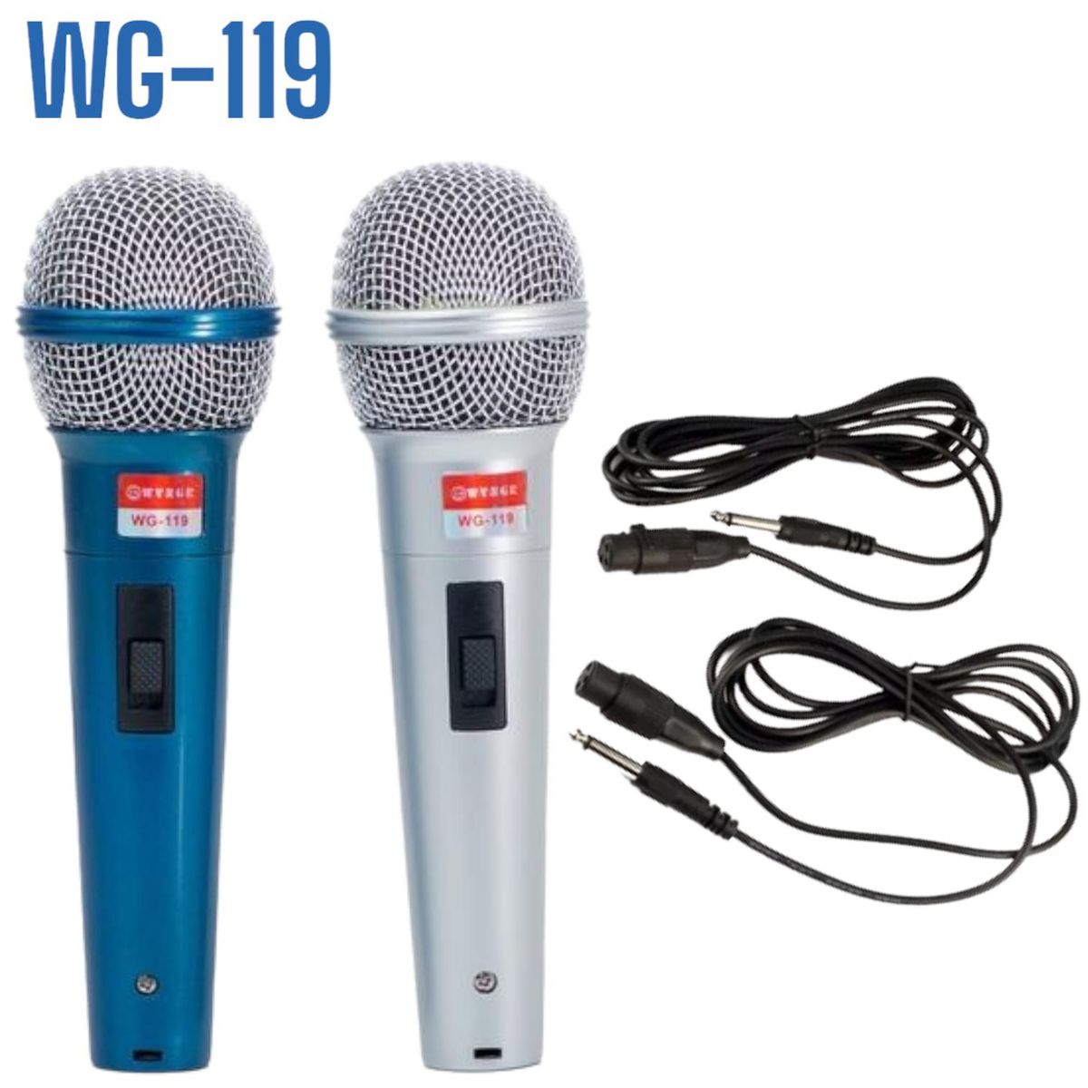 OEM - Par Micrófonos Profesionales Unidireccional con dos Cables de 2,5 m