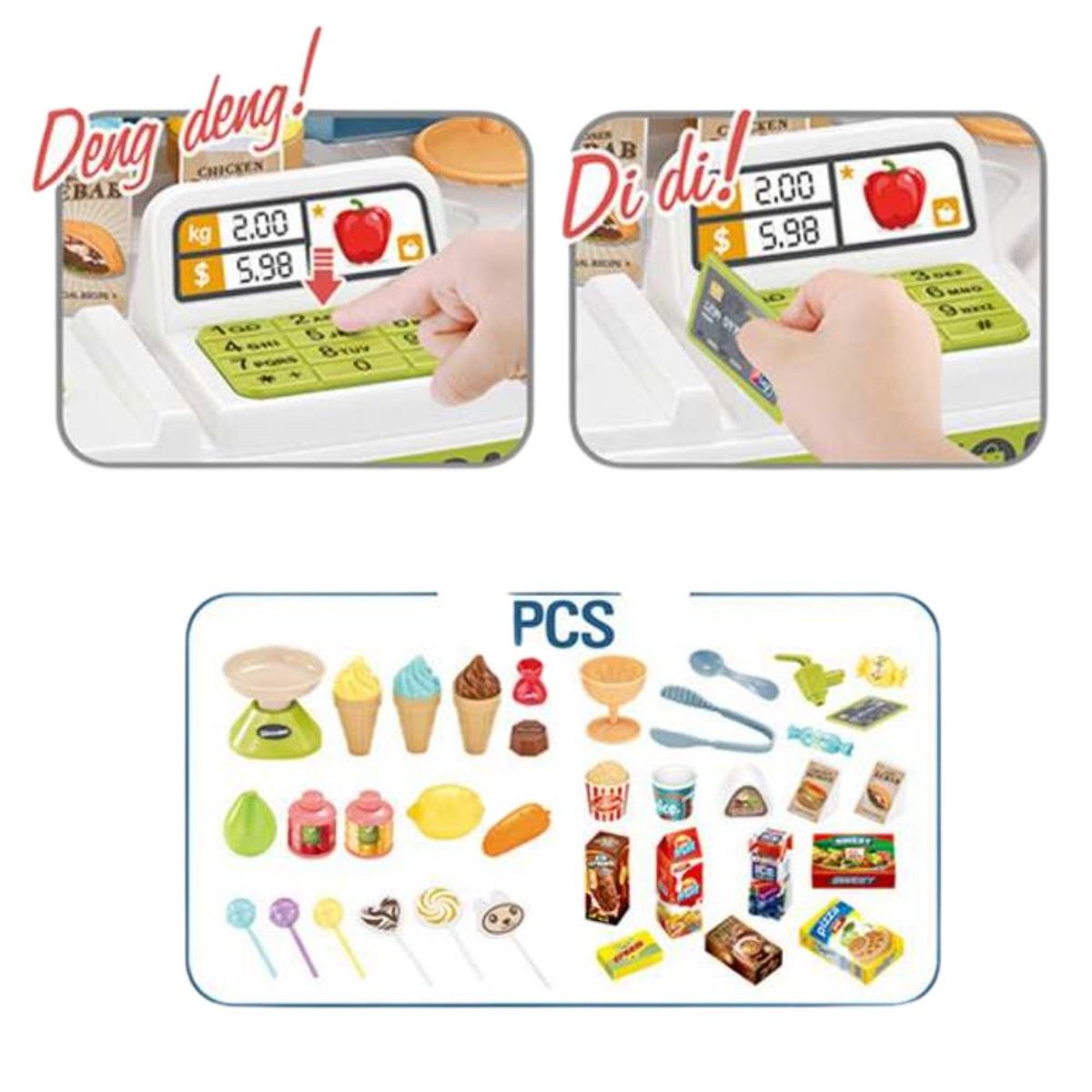 MINARI - Supermarket Heladería Juguete Niños con Carro de Compras 99S