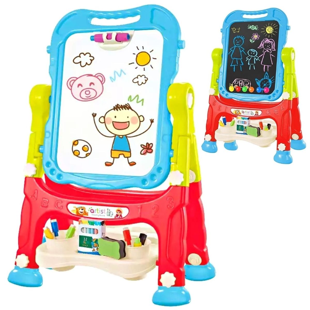 MINARI - Pizarra Doble Tablero de Arte y Dibujo de Niños 2en1 100P