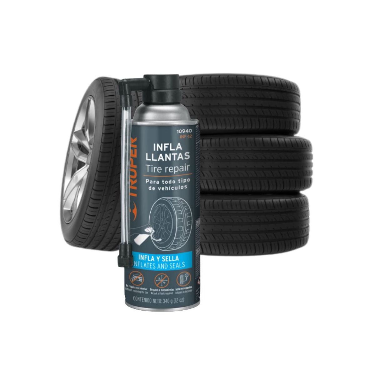 TRUPER - Sellador Inflador De Llantas Repara Fugas Truper INF-12
