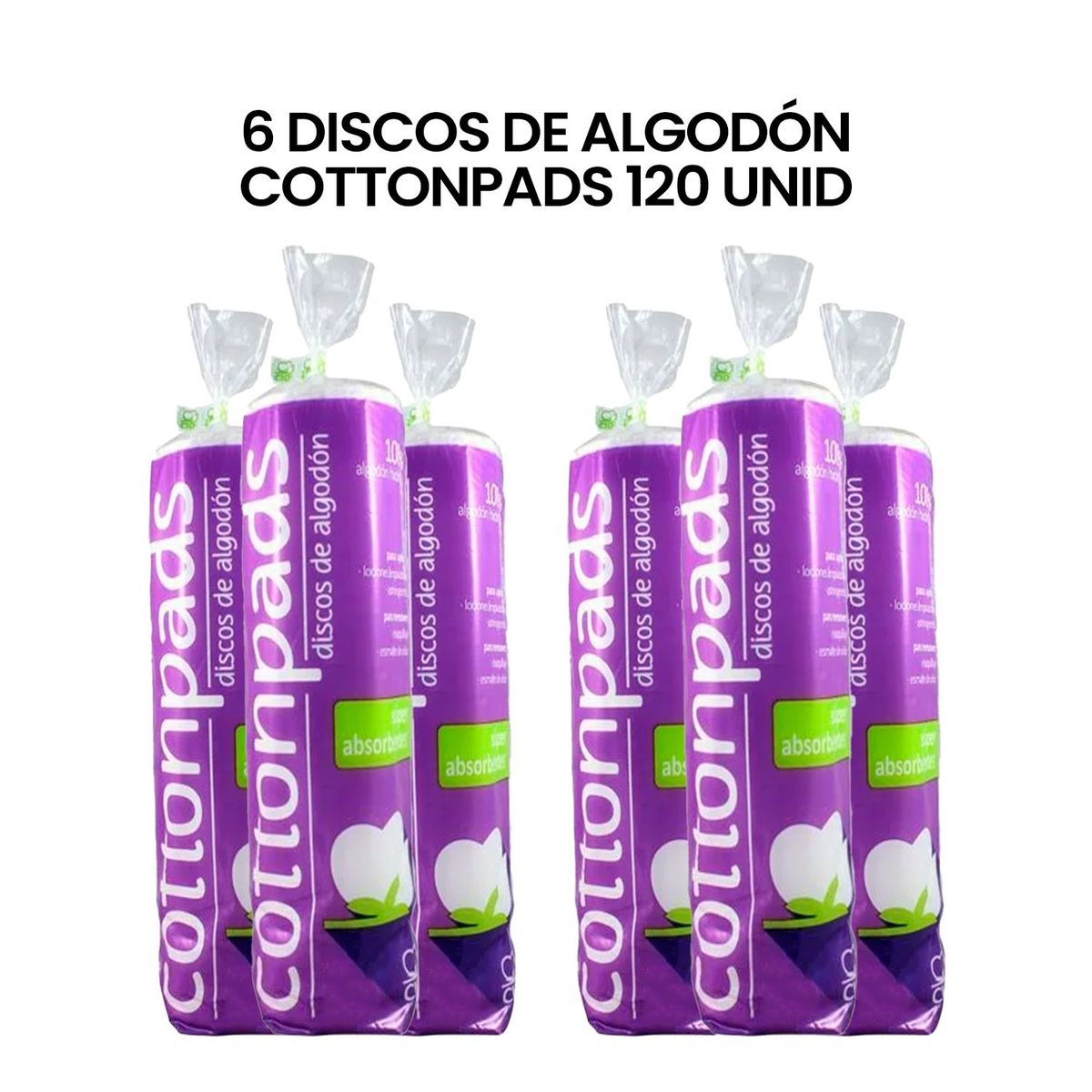 GENERICO - 6 Discos de Algodón Cottonpads 120 UNID_123