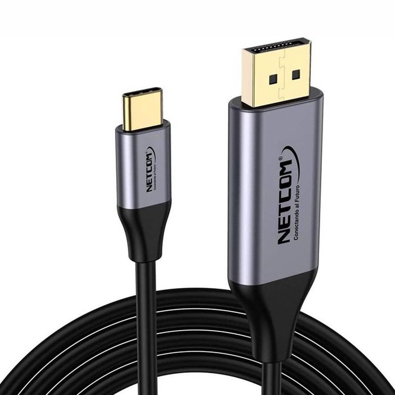 NETCOM - Cable Usb 3.1 C Tipo C a Displayport Netcom Pvc Macho 1.8 Metros 4k