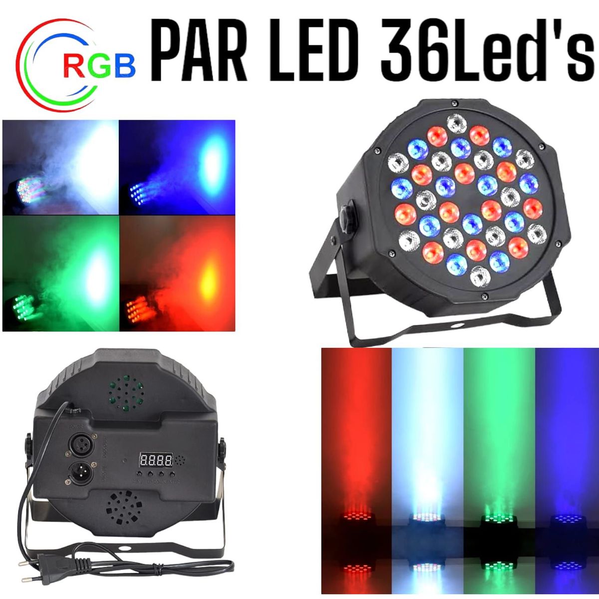 OEM - PAR LED 36 Proyector de 36 Luces de Colores LED Flat Par Light RGB