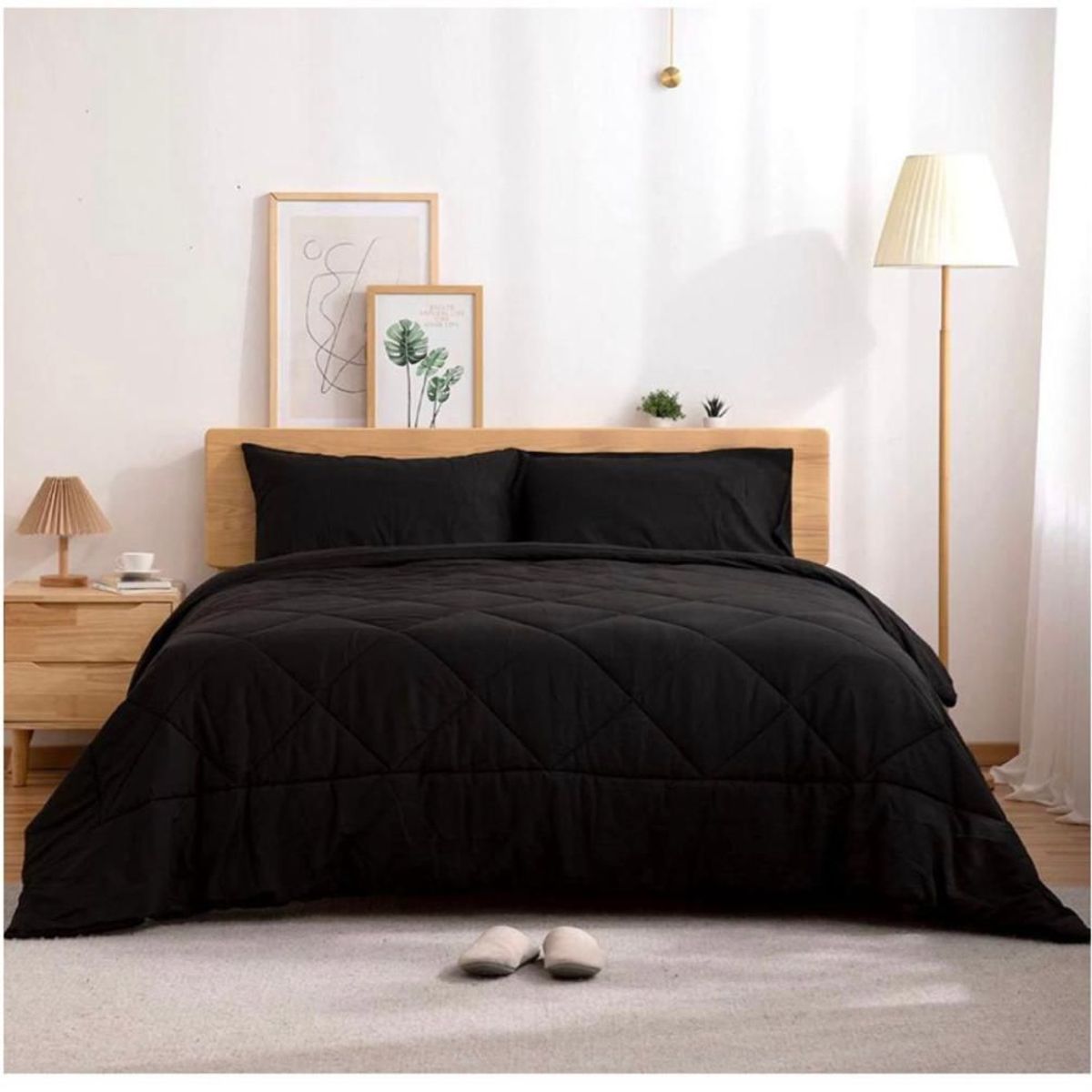 TEFI HOME - Cubrecama Monocromo Negro KING