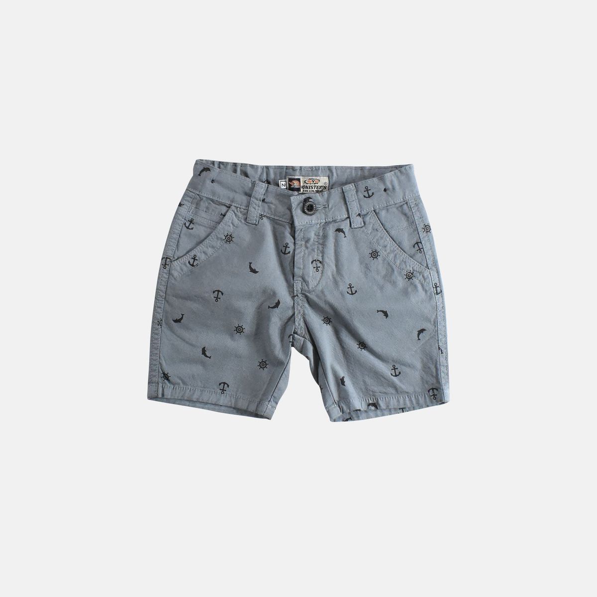 YONISTERS CLOTHING - Short Tafeta Estampado Ancla Kids Stretch Yonisters Clothing Gris