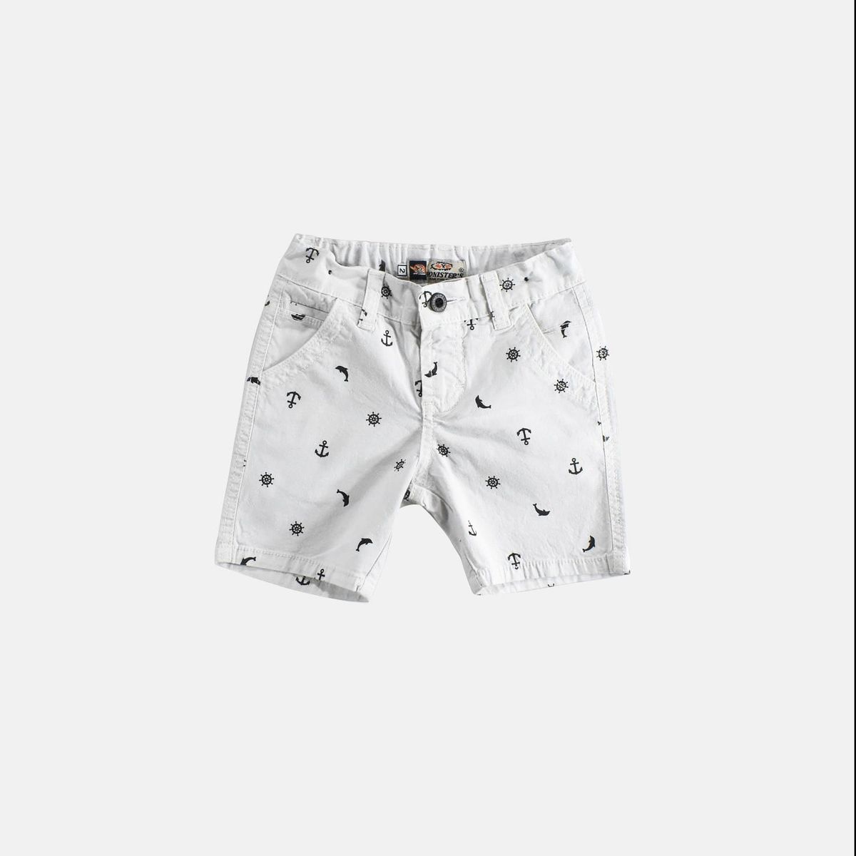 YONISTERS CLOTHING - Short Tafeta Estampado Ancla Kids Stretch Yonisters Clothing Blanco