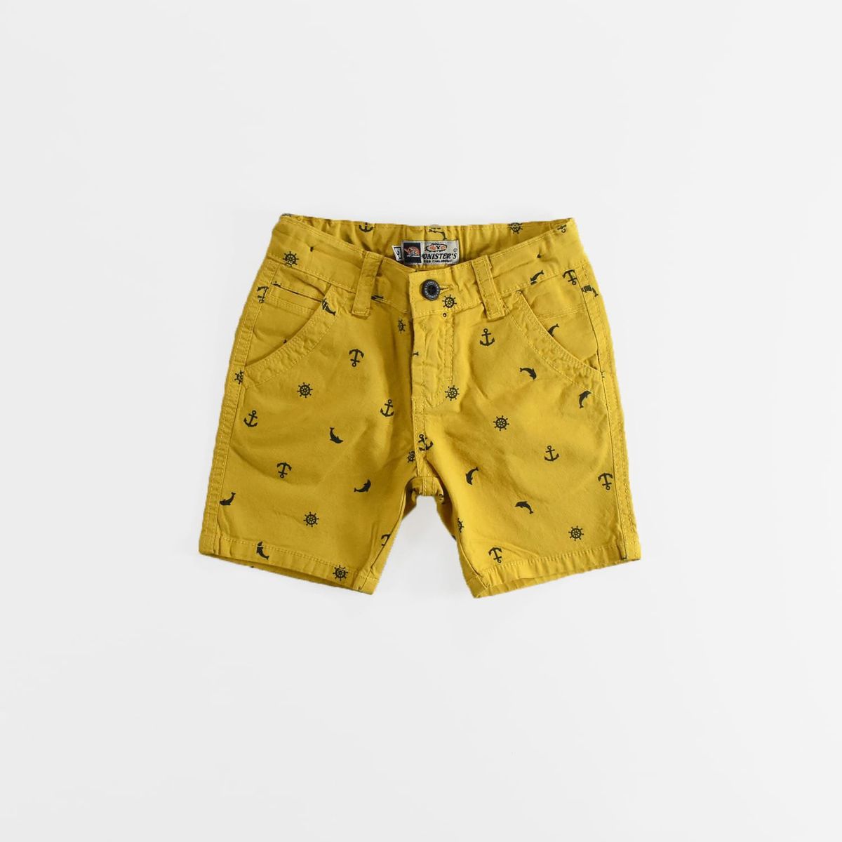 YONISTERS CLOTHING - Short Tafeta Estampado Ancla Kids Stretch Yonisters Clothing Amarillo