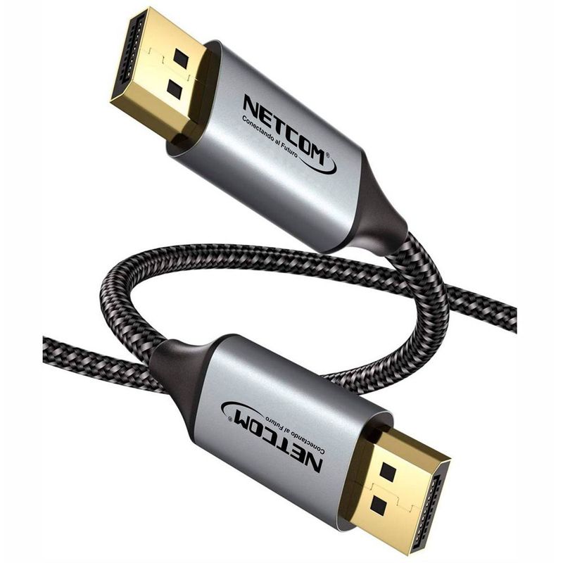 NETCOM - Cable Displayport a Displayport Netcom malla Macho 3 Metros 4k DP a DP
