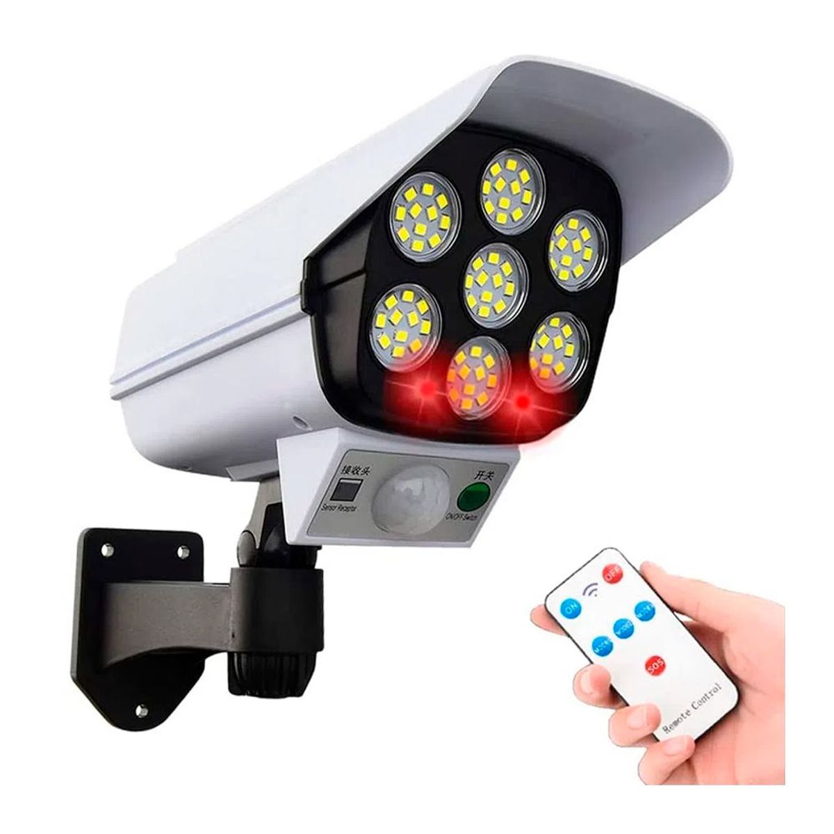 SEISA - Reflector Lampara Foco Luz Led con Panel Solar con Sensor de Movimiento