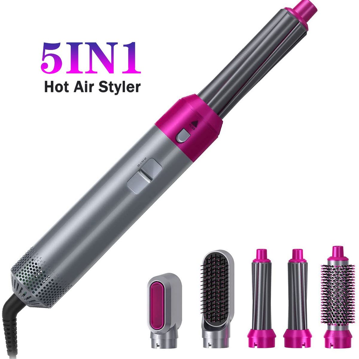 GENERICO - Peine Cabello Cepillo Secador 5 en 1 Alisador Rizador Multifuncional