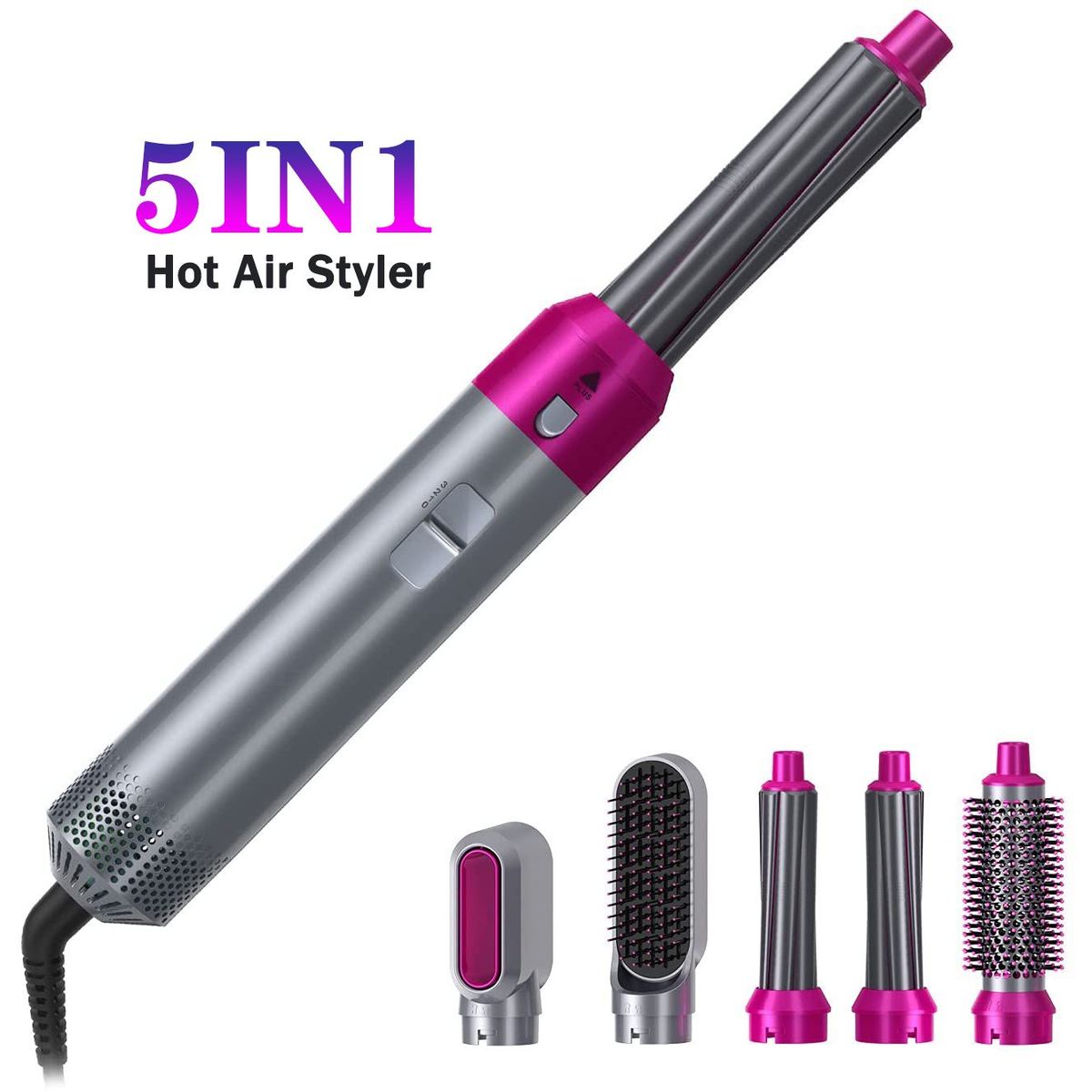 GENERICO - Peine Cabello Cepillo Secador 5 en 1 Alisador Rizador Multifuncional