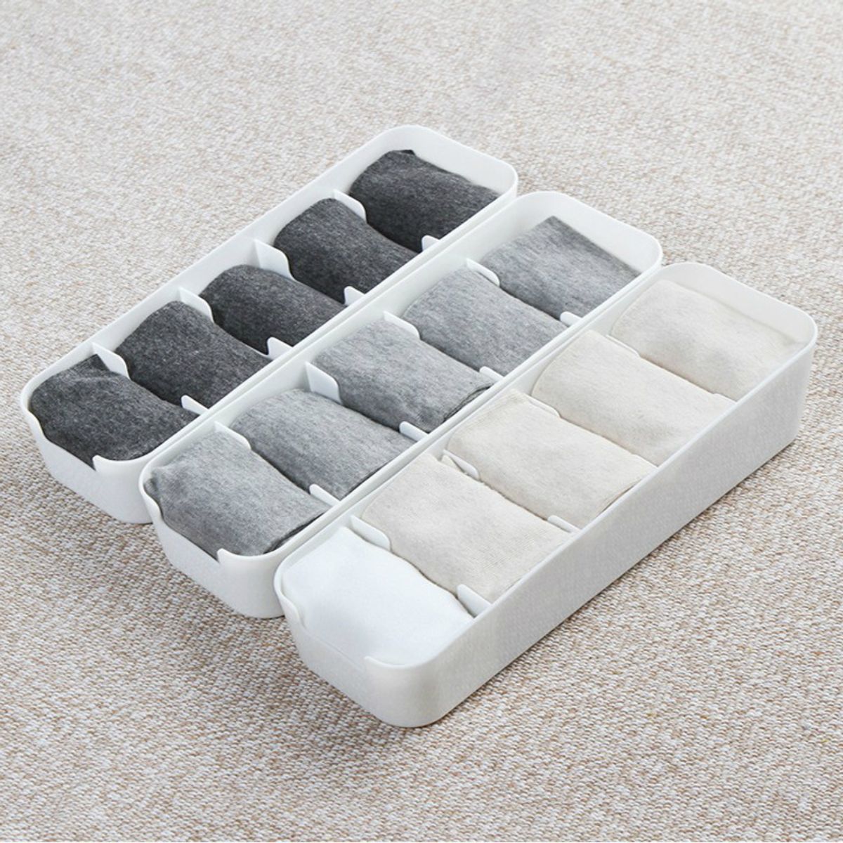 AURELA - Pack de 3 Cajas Organizadoras con 5 Divisiones