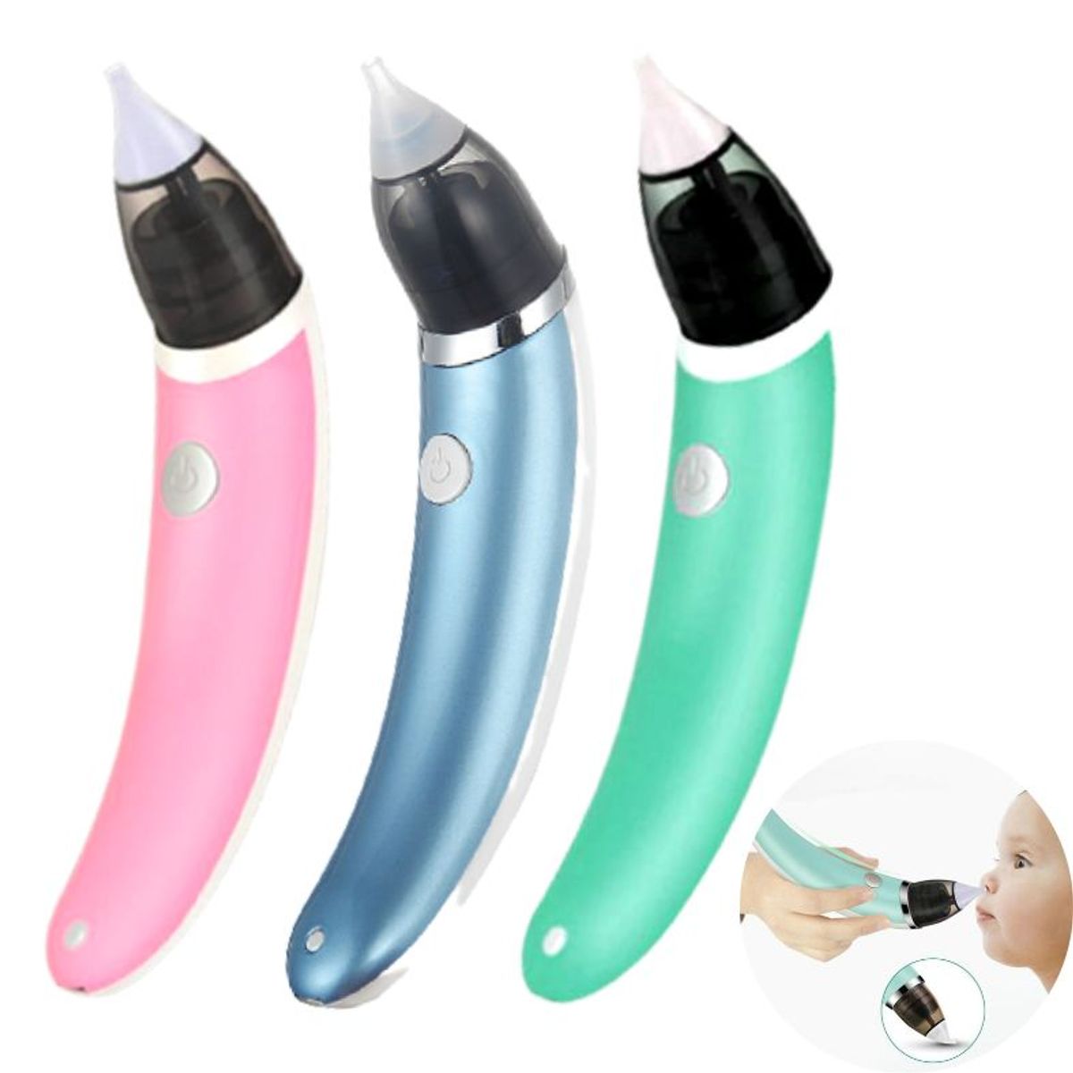 GENERICO - Aspirador o succionador nasal eléctrico bebe y niños AZUL