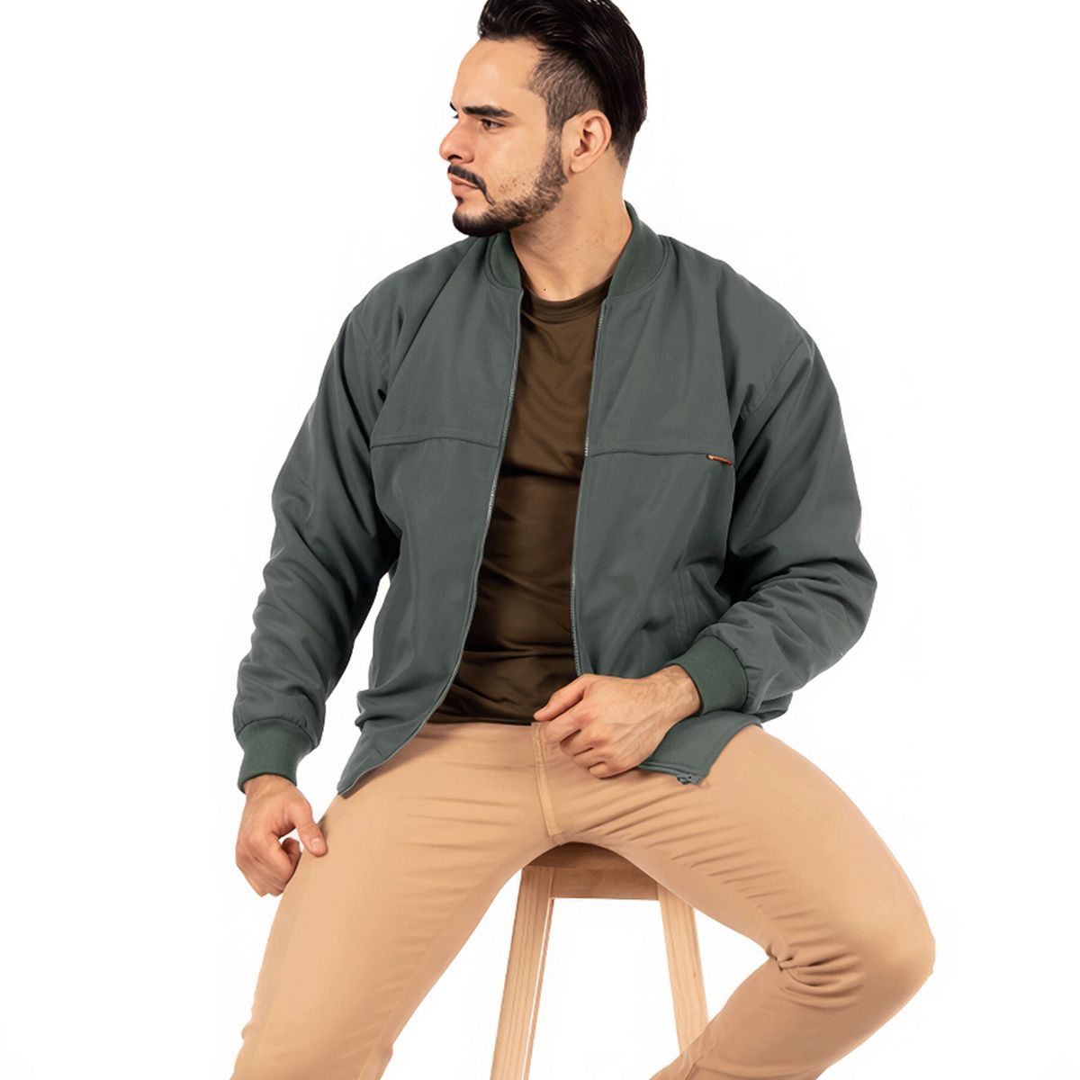 KAEROSHY - Casaca Legant Hombre Cuello Tejido - Verde Arena