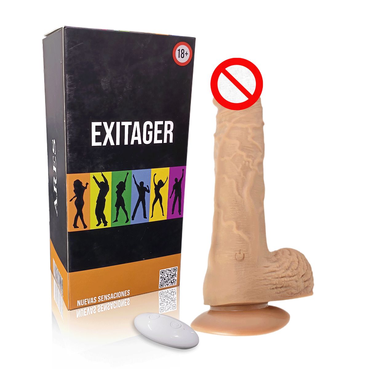 GENERICO - Dildo Consolador Realista + Vibrador con Control Remoto Exitager Ares