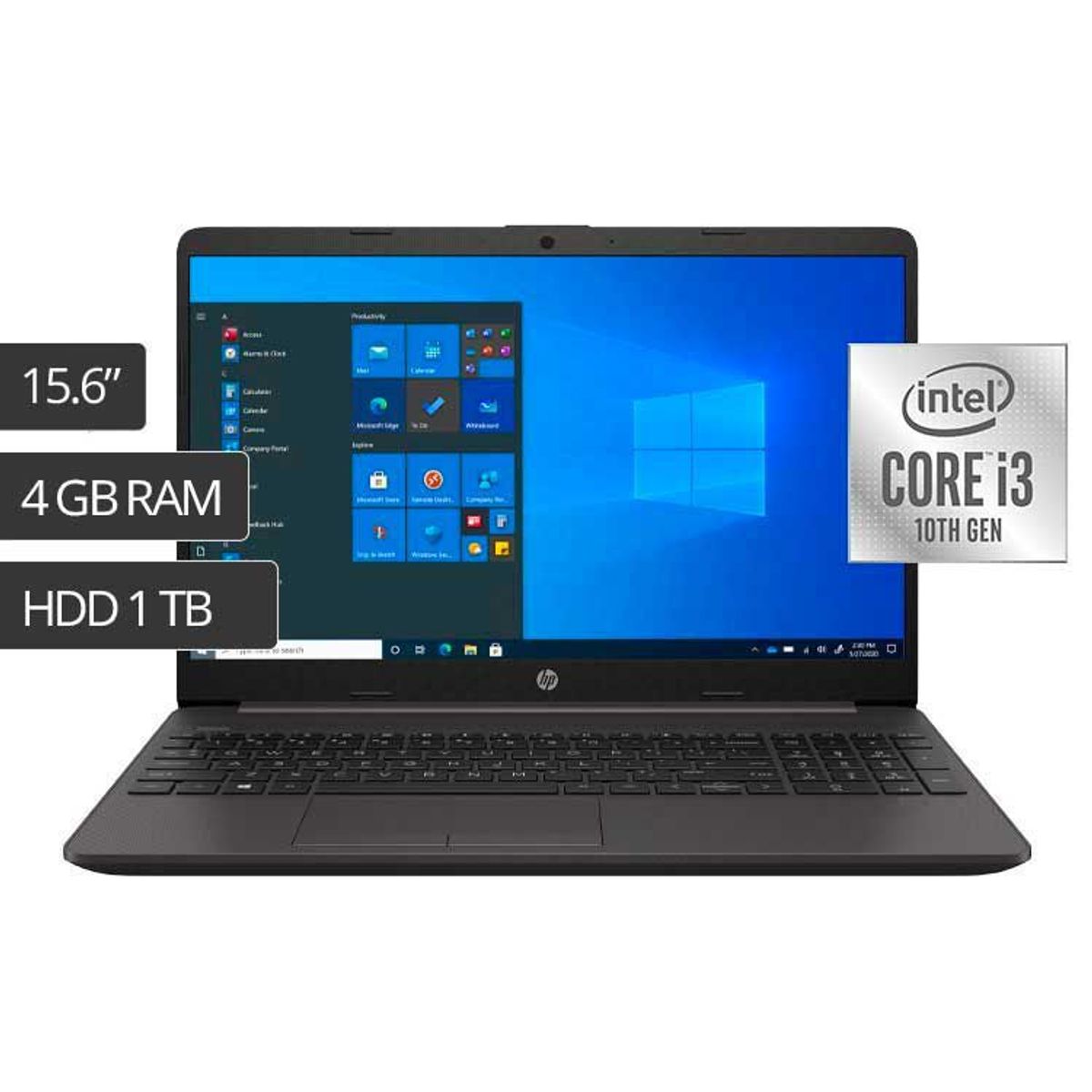 HP - Laptop HP 250 G8 Core i3 10ma Gen,15.6" RAM 4GB, Disco Duro 1TB - Gris