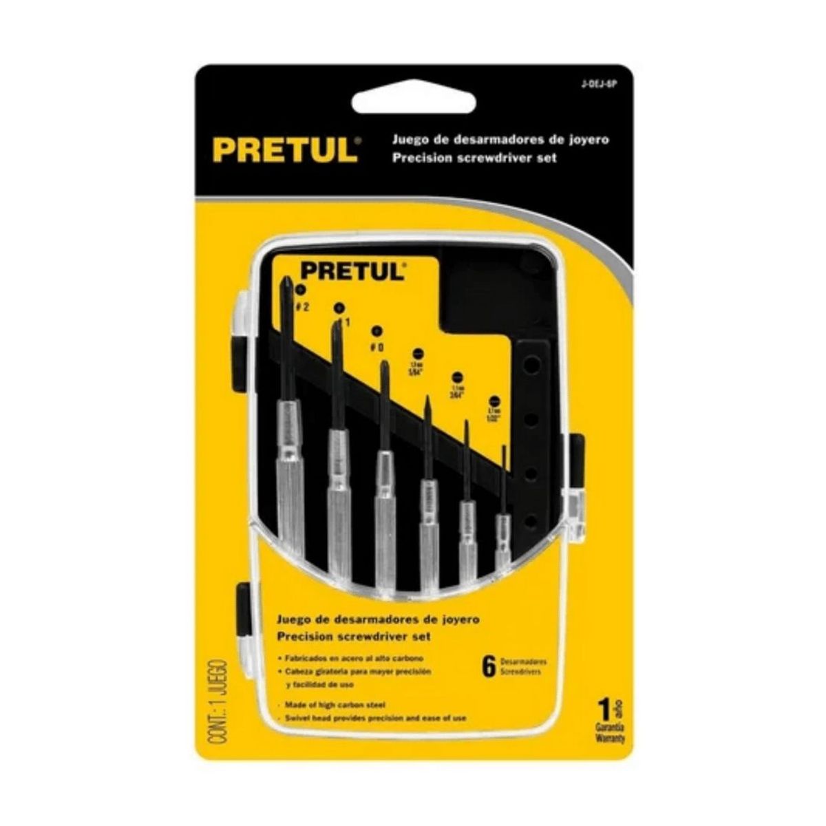PRETUL - Desarmadores Metalicos De Precision 6pzas Joyero J-dej-6p