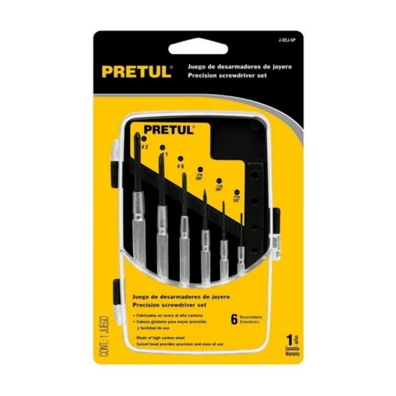 PRETUL - Desarmadores Metalicos De Precision 6pzas Joyero J-dej-6p