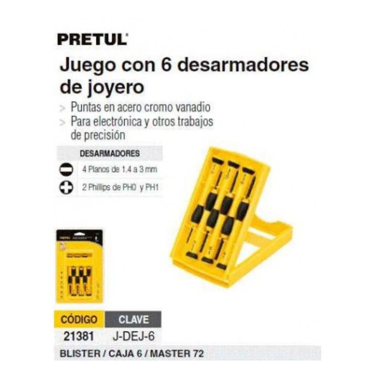 PRETUL - Juego De Desarmadores De Precisión 6 Pzs Pretul