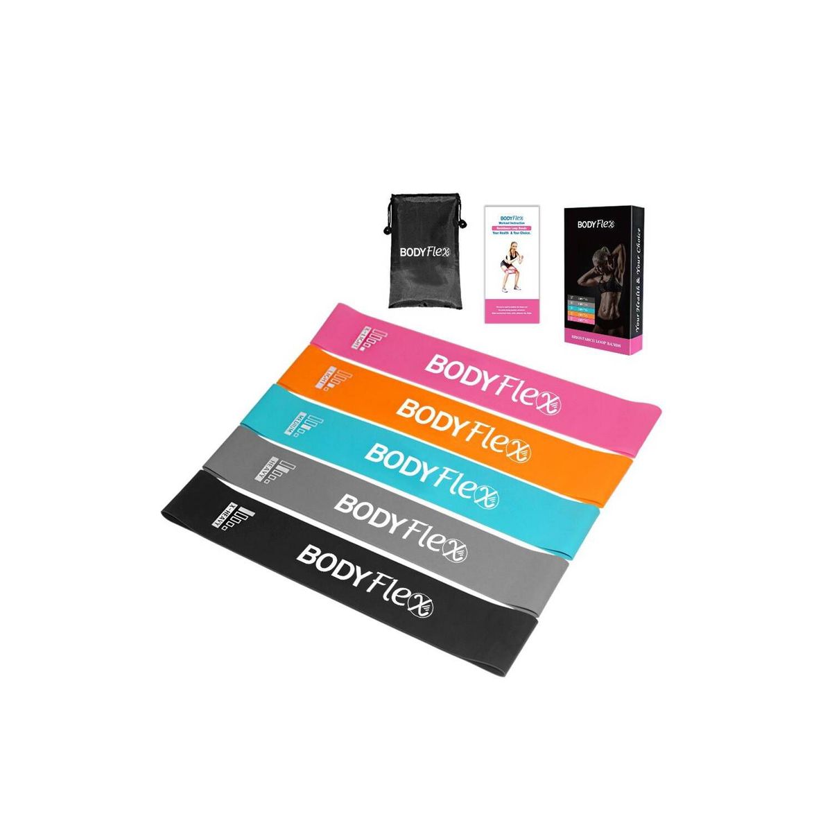 BODY FLEX - Pack de 5 Bandas Ligas Elásticas de Resistencia Ejercicio