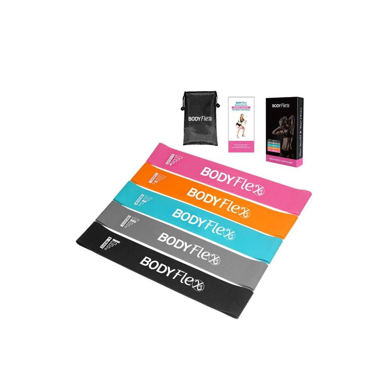 BODY FLEX - Pack de 5 Bandas Ligas Elásticas de Resistencia Ejercicio