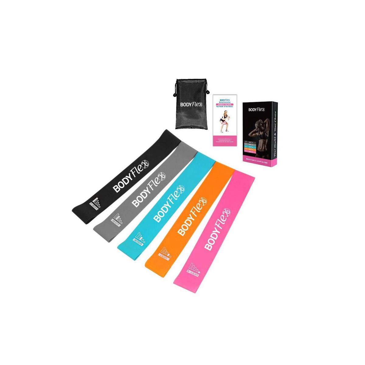 BODY FLEX - Pack de 5 Bandas Ligas Elásticas de Resistencia Ejercicio