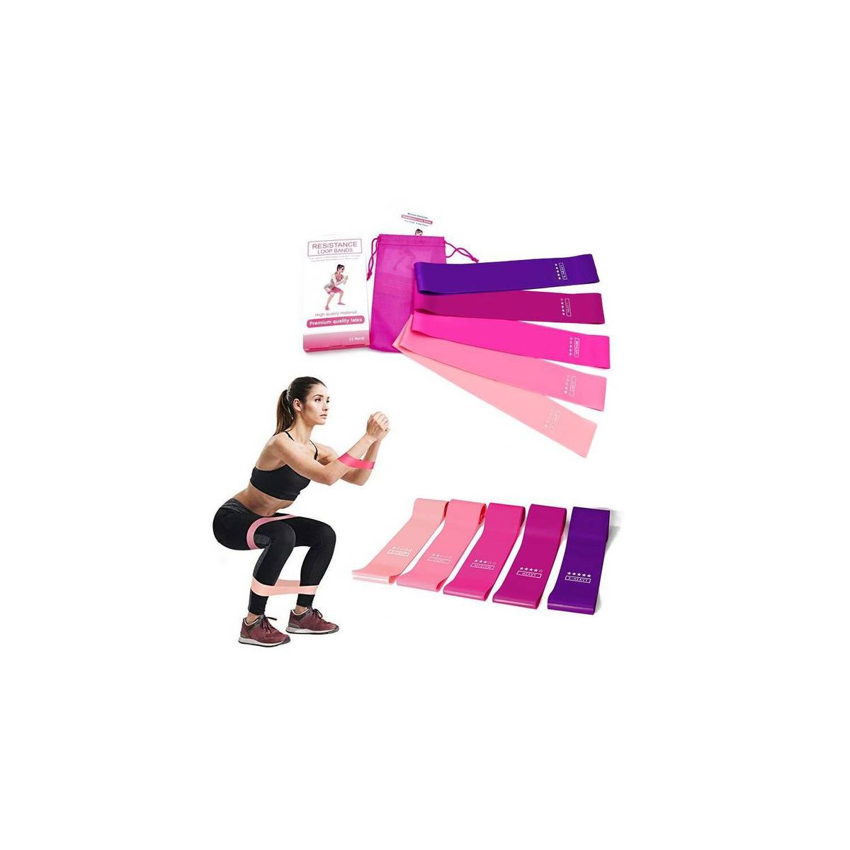 BODY FLEX - Bandas Elásticas Ligas Resistencia Ejercicio Rosadas