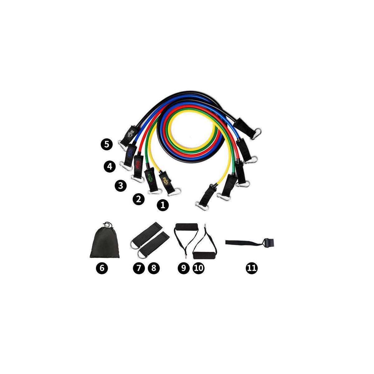 BODY FLEX - Ligas bandas resistencia 11 pzs multicolor