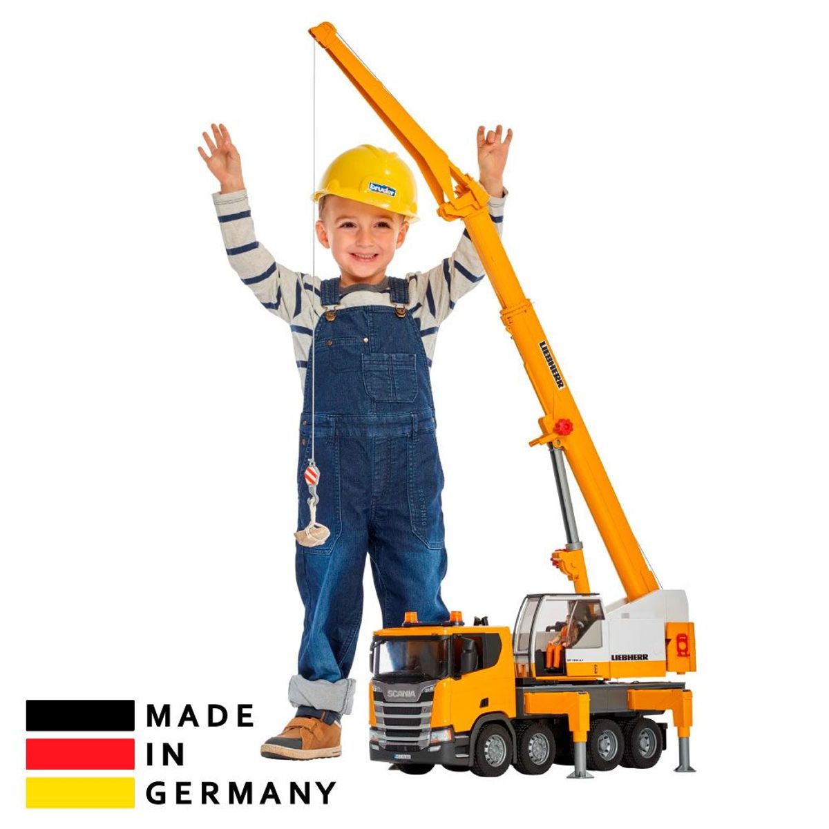 BRUDER - Juguete Funcional de Camión Grúa Scania Liebherr Bruder 03571 Fabricación Alemana