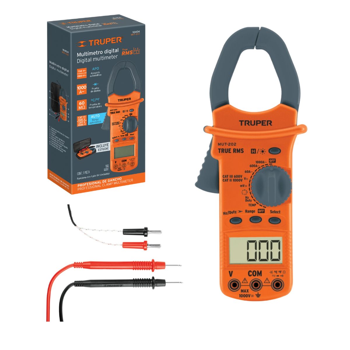 TRUPER - Multímetro Multitester Digital Gancho Pinza Truper Mut-202
