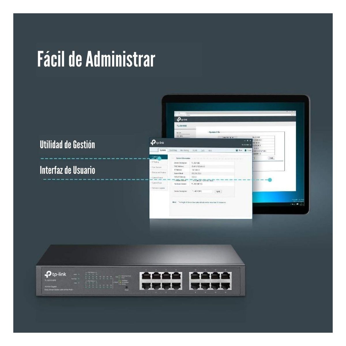TP LINK - TP-Link - Switch TL-SG1016PE 16 Puertos Gigabit 8 Puertos POE+