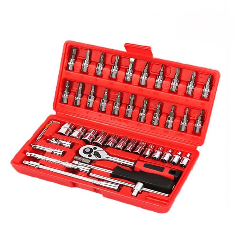 BUYPAL - Kit Herramientas 46 Piezas Multiusos Dados Puntas Acero Carbono